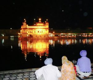 Sikhs admiring the temple